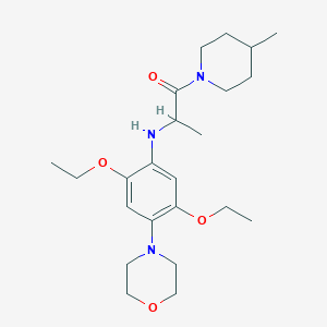 molecular formula C23H37N3O4 B1232213 2-[2,5-Diethoxy-4-(4-morpholinyl)anilino]-1-(4-methyl-1-piperidinyl)-1-propanone 