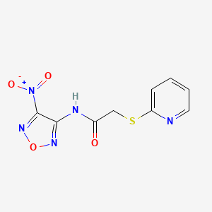 molecular formula C9H7N5O4S B1232215 N-(4-nitro-1,2,5-oxadiazol-3-yl)-2-pyridin-2-ylsulfanylacetamide 