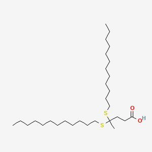 molecular formula C29H58O2S2 B12322150 Pentanoic acid, 4,4-bis(dodecylthio)- CAS No. 4200-61-7