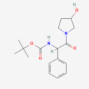 molecular formula C17H24N2O4 B12322176 Carbamic acid, [2-(3-hydroxy-1-pyrrolidinyl)-2-oxo-1-phenylethyl]-, 1,1-dimethylethyl ester, [S-(R*,R*)]-(9CI) 