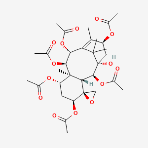 molecular formula C32H44O14 B1232219 [(1'S,2S,2'S,3'R,5'S,7'S,8'S,9'R,10'R,13'S)-2',5',9',10',13'-pentaacetyloxy-1'-hydroxy-8',12',15',15'-tetramethylspiro[oxirane-2,4'-tricyclo[9.3.1.03,8]pentadec-11-ene]-7'-yl] acetate 