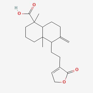 molecular formula C20H28O4 B12322257 1,4a-dimethyl-6-methylidene-5-[2-(5-oxo-2H-furan-4-yl)ethyl]-3,4,5,7,8,8a-hexahydro-2H-naphthalene-1-carboxylic acid 