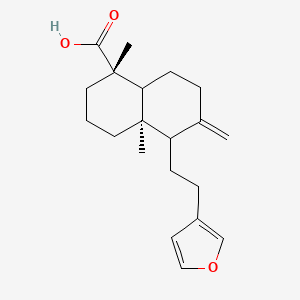 molecular formula C20H28O3 B1232230 (1S,4aR)-5-[2-(furan-3-yl)ethyl]-1,4a-dimethyl-6-methylidene-3,4,5,7,8,8a-hexahydro-2H-naphthalene-1-carboxylic acid 