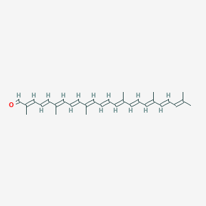 molecular formula C30H38O B1232262 (2E,4E,6E,8E,10E,12E,14E,16E,18E,20E)-2,6,10,15,19,23-hexamethyltetracosa-2,4,6,8,10,12,14,16,18,20,22-undecaenal 