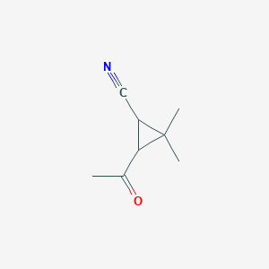 molecular formula C8H11NO B12322682 Cyclopropanecarbonitrile, 3-acetyl-2,2-dimethyl-, trans-(9CI) 