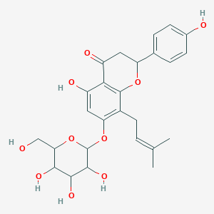 molecular formula C26H30O10 B12322734 5-Hydroxy-2-(4-hydroxyphenyl)-8-(3-methylbut-2-enyl)-7-[3,4,5-trihydroxy-6-(hydroxymethyl)oxan-2-yl]oxy-2,3-dihydrochromen-4-one 