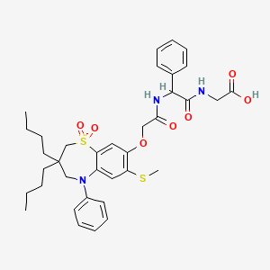 2-[[2-[[2-[(3,3-Dibutyl-7-methylsulfanyl-1,1-dioxo-5-phenyl-2,4-dihydro-1lambda6,5-benzothiazepin-8-yl)oxy]acetyl]amino]-2-phenylacetyl]amino]acetic acid