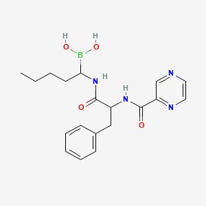 [(1R)-1-[(2S)-3-phenyl-2-[(pyrazin-2-yl)formamido]propanamido]pentyl]boronic acid