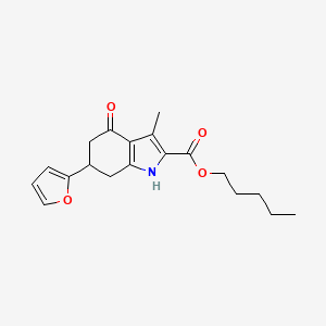 molecular formula C19H23NO4 B1232293 Pentyl 6-(furan-2-yl)-3-methyl-4-oxo-1,5,6,7-tetrahydroindole-2-carboxylate 