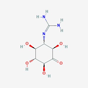molecular formula C7H13N3O5 B1232309 1D-1-Guanidino-1-deoxy-3-dehydro-scyllo-inositol 