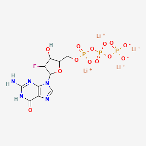 molecular formula C10H11FLi4N5O13P3 B12323121 Guanosine 5'-(tetrahydrogen triphosphate), 2'-deoxy-2'-fluoro- 