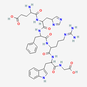 molecular formula C39H50N12O9 B12323188 4-amino-5-[[1-[[1-[[1-[[1-(carboxymethylamino)-3-(1H-indol-3-yl)-1-oxopropan-2-yl]amino]-5-(diaminomethylideneamino)-1-oxopentan-2-yl]amino]-1-oxo-3-phenylpropan-2-yl]amino]-3-(4H-imidazol-4-yl)-1-oxopropan-2-yl]amino]-5-oxopentanoic acid 