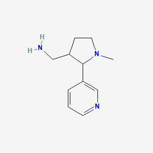 molecular formula C11H17N3 B12323198 (1-Methyl-2-(pyridin-3-yl)pyrrolidin-3-yl)methanamine 