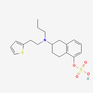 molecular formula C19H25NO4S2 B12323335 (S)-5,6,7,8-Tetrahydro-6-[propyl[2-(2-thienyl)ethyl]amino]-1-naphthalenol Hydrogen Sulfate (Ester) 