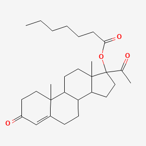 molecular formula C28H42O4 B12323407 (17-acetyl-10,13-dimethyl-3-oxo-2,6,7,8,9,11,12,14,15,16-decahydro-1H-cyclopenta[a]phenanthren-17-yl) heptanoate 