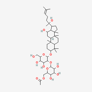 [6-[4,5-dihydroxy-2-[[12-hydroxy-17-(2-hydroxy-6-methylhept-5-en-2-yl)-4,4,8,10,14-pentamethyl-2,3,5,6,7,9,11,12,13,15,16,17-dodecahydro-1H-cyclopenta[a]phenanthren-3-yl]oxy]-6-(hydroxymethyl)oxan-3-yl]oxy-3,4,5-trihydroxyoxan-2-yl]methyl acetate