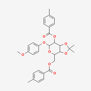 [6-(4-methoxyphenoxy)-2,2-dimethyl-7-(4-methylbenzoyloxy)-tetrahydro-3aH-[1,3]dioxolo[4,5-c]pyran-4-yl]methyl 4-methylbenzoate