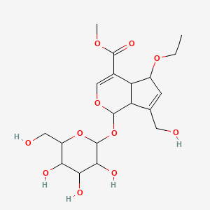 molecular formula C19H28O11 B12323718 Methyl 5-ethoxy-7-(hydroxymethyl)-1-[3,4,5-trihydroxy-6-(hydroxymethyl)oxan-2-yl]oxy-1,4a,5,7a-tetrahydrocyclopenta[c]pyran-4-carboxylate 