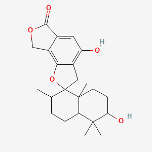 molecular formula C23H30O5 B12324143 (3R,4aS,7R,8R,8aS)-3,4'-dihydroxy-4,4,7,8a-tetramethylspiro[2,3,4a,5,6,7-hexahydro-1H-naphthalene-8,2'-3,8-dihydrouro[3,4-g][1]benzouran]-6'-one 