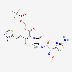 2,2-Dimethylpropanoyloxymethyl 7-[[2-(2-amino-1,3-thiazol-4-yl)-2-methoxyiminoacetyl]amino]-3-[2-(4-methyl-1,3-thiazol-5-yl)ethenyl]-8-oxo-5-thia-1-azabicyclo[4.2.0]oct-2-ene-2-carboxylate