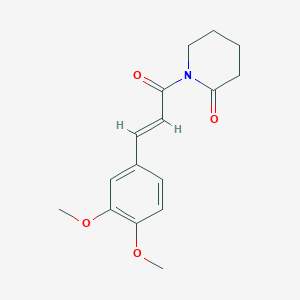 molecular formula C16H19NO4 B1232484 1-[(E)-3-(3,4-dimethoxyphenyl)prop-2-enoyl]piperidin-2-one 