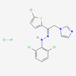 molecular formula C15H12Cl4N4S B1232509 2,6-dichloro-N-[(Z)-[1-(5-chlorothiophen-2-yl)-2-imidazol-1-ylethylidene]amino]aniline;hydrochloride 