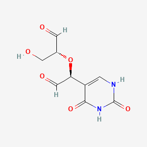 molecular formula C9H10N2O6 B1232510 Pyrimidineacetaldehyde derivative CAS No. 86762-35-8