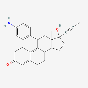 molecular formula C27H31NO2 B12325177 11-(4-Aminophenyl)-17-hydroxy-13-methyl-17-prop-1-ynyl-1,2,6,7,8,11,12,14,15,16-decahydrocyclopenta[a]phenanthren-3-one 