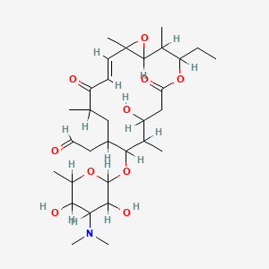 B1232532 2-[(14E)-9-[4-(dimethylamino)-3,5-dihydroxy-6-methyloxan-2-yl]oxy-3-ethyl-7-hydroxy-2,8,12,16-tetramethyl-5,13-dioxo-4,17-dioxabicyclo[14.1.0]heptadec-14-en-10-yl]acetaldehyde CAS No. 25339-90-6