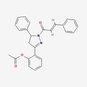molecular formula C26H22N2O3 B1232540 [2-[3-phenyl-2-[(E)-3-phenylprop-2-enoyl]-3,4-dihydropyrazol-5-yl]phenyl] acetate 