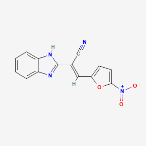 molecular formula C14H8N4O3 B1232541 alpha-((5-Nitro-2-furanyl)methylene)-1H-benzimidazole-2-acetonitrile CAS No. 6448-59-5