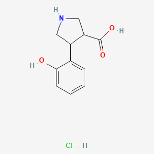 molecular formula C11H14ClNO3 B12325528 4-(2-Hydroxyphenyl)pyrrolidine-3-carboxylic acid;hydrochloride 