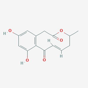 molecular formula C14H14O5 B1232570 (6E)-9,11-dihydroxy-4-methyl-4,5-dihydro-1H-3-benzoxecine-2,8-dione 