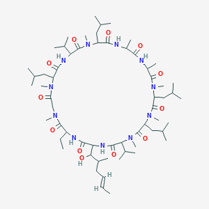 27-ethyl-30-[(E)-1-hydroxy-2-methylhex-4-enyl]-1,4,7,9,12,16,22,25-octamethyl-3,6,15,21-tetrakis(2-methylpropyl)-18,33-di(propan-2-yl)-1,4,7,10,13,16,19,22,25,28,31-undecazacyclotritriacontane-2,5,8,11,14,17,20,23,26,29,32-undecone