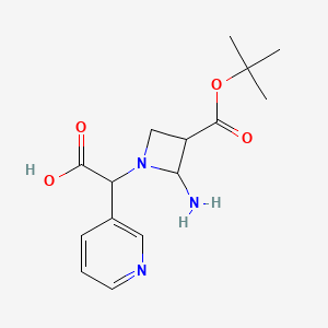 molecular formula C15H21N3O4 B12325786 [2-Amino-3-(tert-butoxycarbonyl)azetidin-1-yl](pyridin-3-yl)acetic acid CAS No. 885275-93-4