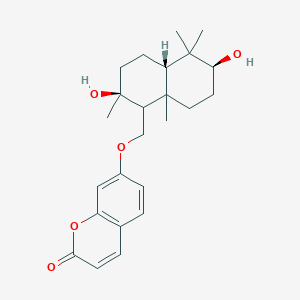 molecular formula C24H32O5 B1232595 7-[[(2S,4aS,6S)-2,6-dihydroxy-2,5,5,8a-tetramethyl-3,4,4a,6,7,8-hexahydro-1H-naphthalen-1-yl]methoxy]chromen-2-one 