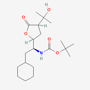 Carbamic acid, [(1S)-2-cyclohexyl-1-[(2S,4R)-tetrahydro-4-(1-hydroxy-1-methylethyl)-5-oxo-2-furanyl]ethyl]-, 1,1-dimethylethyl ester (9CI)