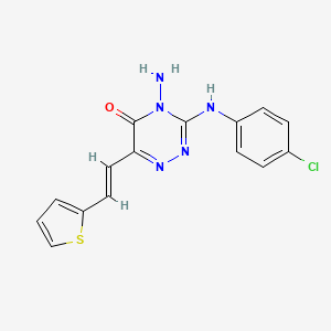 4-amino-3-(4-chloroanilino)-6-[(E)-2-thiophen-2-ylethenyl]-1,2,4-triazin-5-one