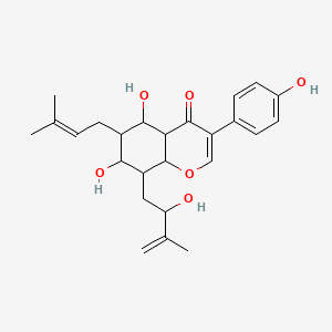 molecular formula C25H32O6 B12326383 4H-1-Benzopyran-4-one, 5,7-dihydroxy-8-(2-hydroxy-3-methyl-3-buten-1-yl)-3-(4-hydroxyphenyl)-6-(3-methyl-2-buten-1-yl)- 