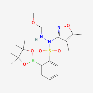 molecular formula C19H28BN3O6S B12326394 Benzenesulfonic acid, 2-(4,4,5,5-tetramethyl-1,3,2-dioxaborolan-2-yl)-, 1-(4,5-dimethyl-3-isoxazolyl)-2-(methoxymethyl)hydrazide 