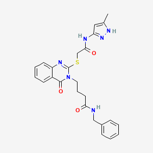 4-[2-[[2-[(5-methyl-1H-pyrazol-3-yl)amino]-2-oxoethyl]thio]-4-oxo-3-quinazolinyl]-N-(phenylmethyl)butanamide