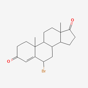 molecular formula C19H25BrO2 B1232658 6-bromo-10,13-dimethyl-2,6,7,8,9,11,12,14,15,16-decahydro-1H-cyclopenta[a]phenanthrene-3,17-dione 