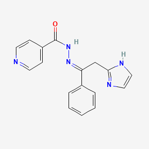 molecular formula C17H15N5O B1232662 N-[(E)-[2-(1H-imidazol-2-yl)-1-phenylethylidene]amino]pyridine-4-carboxamide 
