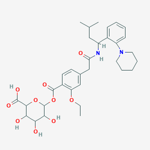 6-[2-Ethoxy-4-[2-[[3-methyl-1-(2-piperidin-1-ylphenyl)butyl]amino]-2-oxoethyl]benzoyl]oxy-3,4,5-trihydroxyoxane-2-carboxylic acid