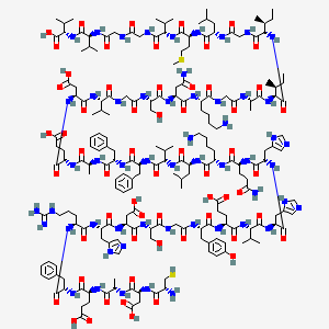 (4S)-5-[[(2S)-1-[[(2S)-1-[[(2S)-1-[[(2S)-1-[[(2S)-1-[[2-[[(2S)-1-[[(2S)-1-[[(2S)-1-[[(2S)-1-[[(2S)-1-[[(2S)-5-amino-1-[[(2S)-6-amino-1-[[(2S)-1-[[(2S)-1-[[(2S)-1-[[(2S)-1-[[(2S)-1-[[(2S)-1-[[(2S)-1-[[(2S)-1-[[2-[[(2S)-1-[[(2S)-4-amino-1-[[(2S)-6-amino-1-[[2-[[(2S)-1-[[(2S,3S)-1-[[(2S,3S)-1-[[2-[[(2S)-1-[[(2S)-1-[[(2S)-1-[[2-[[2-[[(2S)-1-[[(1S)-1-carboxy-2-methylpropyl]amino]-3-methyl-1-oxobutan-2-yl]amino]-2-oxoethyl]amino]-2-oxoethyl]amino]-3-methyl-1-oxobutan-2-yl]amino]-4-methylsulfanyl-1-oxobutan-2-yl]amino]-4-methyl-1-oxopentan-2-yl]amino]-2-oxoethyl]amino]-3-methyl-1-oxopentan-2-yl]amino]-3-methyl-1-oxopentan-2-yl]amino]-1-oxopropan-2-yl]amino]-2-oxoethyl]amino]-1-oxohexan-2-yl]amino]-1,4-dioxobutan-2-yl]amino]-3-hydroxy-1-oxopropan-2-yl]amino]-2-oxoethyl]amino]-3-methyl-1-oxobutan-2-yl]amino]-3-carboxy-1-oxopropan-2-yl]amino]-4-carboxy-1-oxobutan-2-yl]amino]-1-oxopropan-2-yl]amino]-1-oxo-3-phenylpropan-2-yl]amino]-1-oxo-3-phenylpropan-2-yl]amino]-3-methyl-1-oxobutan-2-yl]amino]-4-methyl-1-oxopentan-2-yl]amino]-1-oxohexan-2-yl]amino]-1,5-dioxopentan-2-yl]amino]-3-(1H-imidazol-5-yl)-1-oxopropan-2-yl]amino]-3-(1H-imidazol-5-yl)-1-oxopropan-2-yl]amino]-3-methyl-1-oxobutan-2-yl]amino]-4-carboxy-1-oxobutan-2-yl]amino]-3-(4-hydroxyphenyl)-1-oxopropan-2-yl]amino]-2-oxoethyl]amino]-3-hydroxy-1-oxopropan-2-yl]amino]-3-carboxy-1-oxopropan-2-yl]amino]-3-(1H-imidazol-5-yl)-1-oxopropan-2-yl]amino]-5-carbamimidamido-1-oxopentan-2-yl]amino]-1-oxo-3-phenylpropan-2-yl]amino]-4-[[(2S)-2-[[(2S)-2-[[(2R)-2-amino-3-sulfanylpropanoyl]amino]-3-carboxypropanoyl]amino]propanoyl]amino]-5-oxopentanoic acid