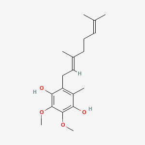 molecular formula C19H28O4 B1232723 2-((2E)-3,7-Dimethyl-2,6-octadienyl)-5,6-dimethoxy-3-methyl-1,4-benzenediol CAS No. 5677-55-4