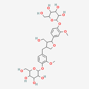 2-(Hydroxymethyl)-6-[4-[[4-(hydroxymethyl)-5-[3-methoxy-4-[3,4,5-trihydroxy-6-(hydroxymethyl)oxan-2-yl]oxyphenyl]oxolan-3-yl]methyl]-2-methoxyphenoxy]oxane-3,4,5-triol