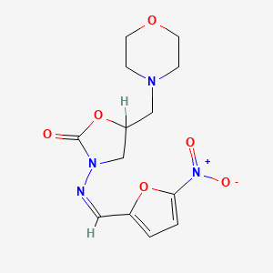molecular formula C13H16N4O6 B1232739 (E)-5-(morpholinomethyl)-3-((5-nitrofuran-2-yl)methyleneamino)oxazolidin-2-one 