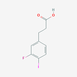 molecular formula C9H8FIO2 B12327589 Benzenepropanoic acid, 3-fluoro-4-iodo- 