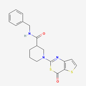 molecular formula C19H19N3O2S2 B1232797 1-(4-oxo-2-thieno[3,2-d][1,3]thiazinyl)-N-(phenylmethyl)-3-piperidinecarboxamide 